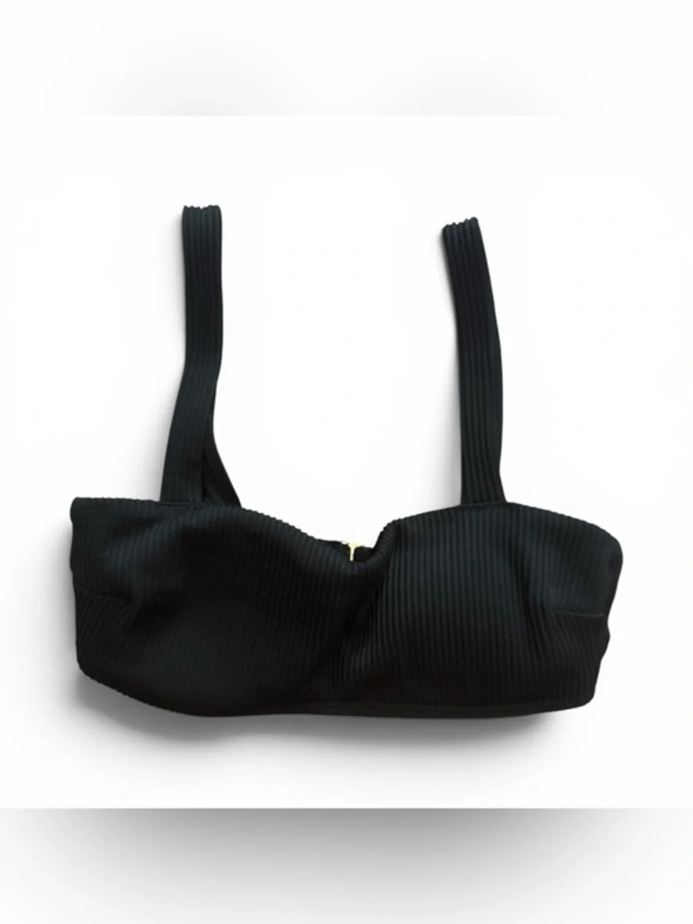 Hollister Black Ribbed Bandeau Bikini Bralette with Straps Size Small Resortwear